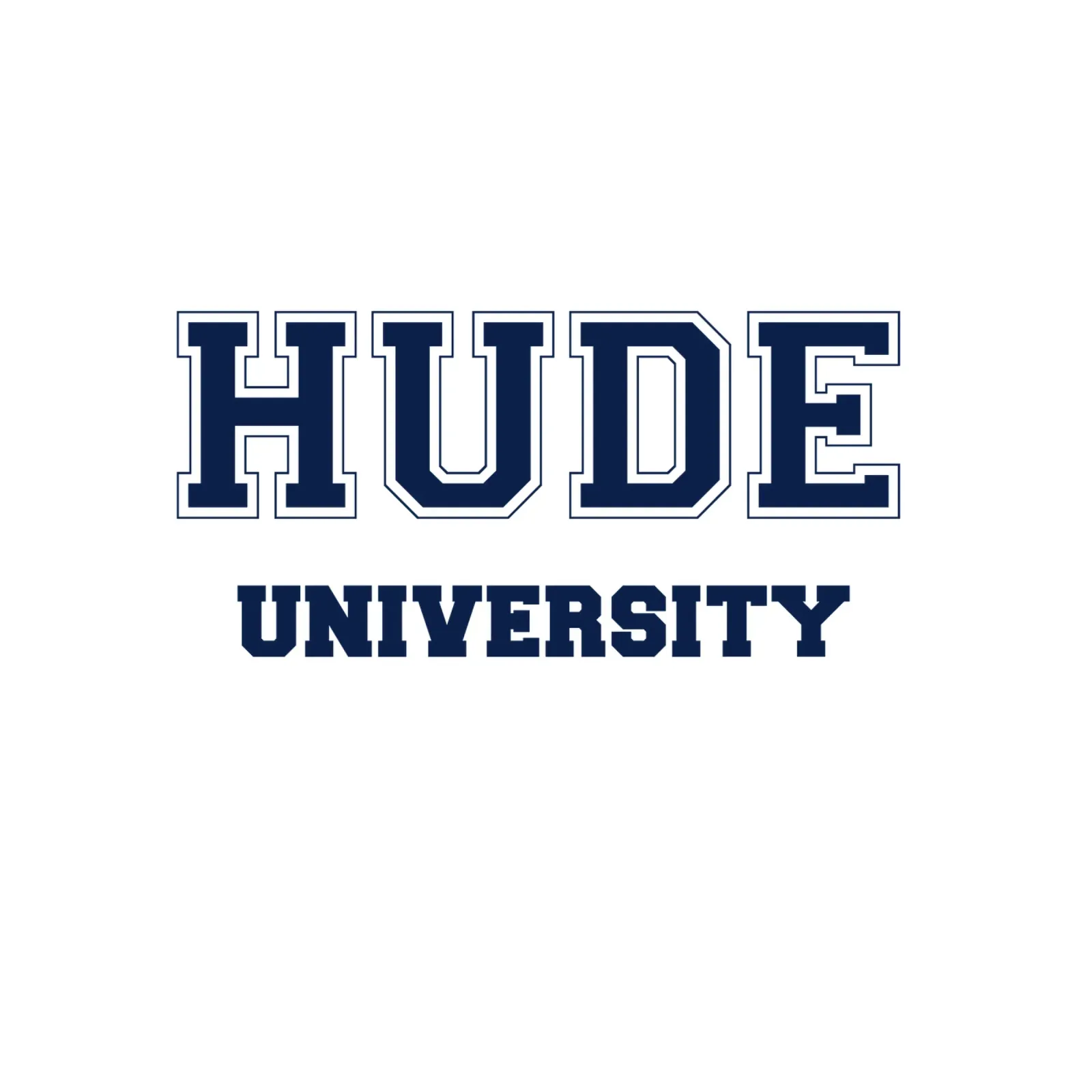 Hude University: College Schriftzug navyblau poster con telaio in plastica da Pulse of Art
