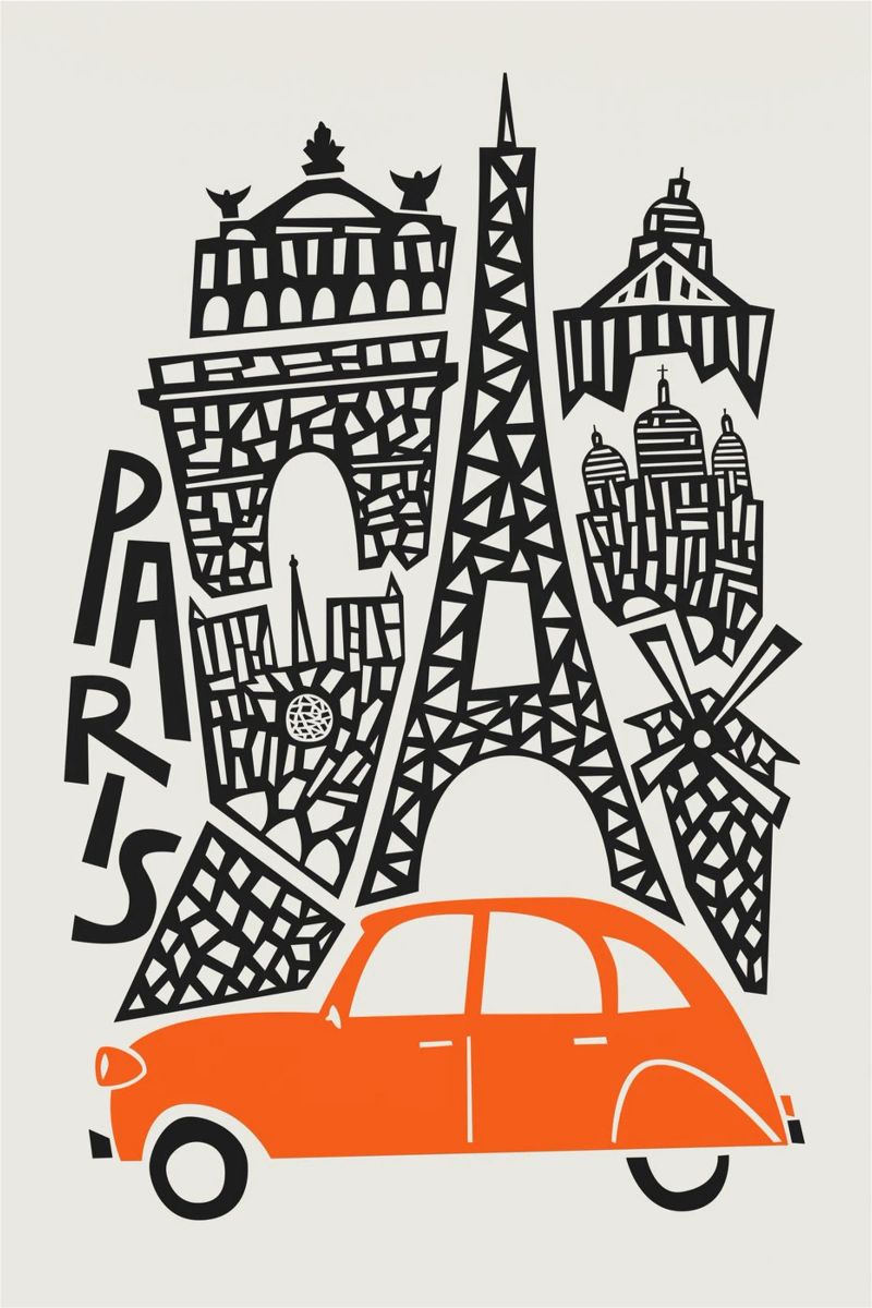 Paysage urbain de Paris poster de Fox & Velvet