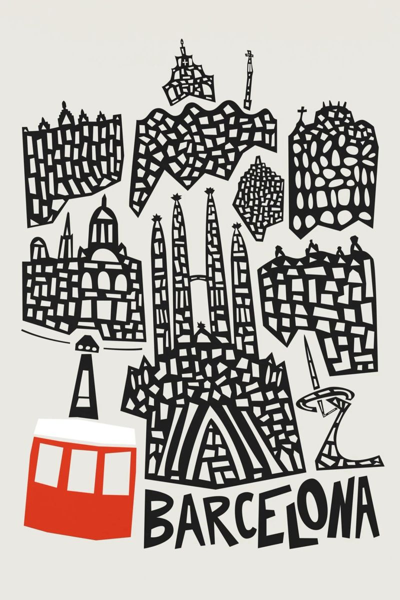 Barcelona Cityscape poster by Fox & Velvet