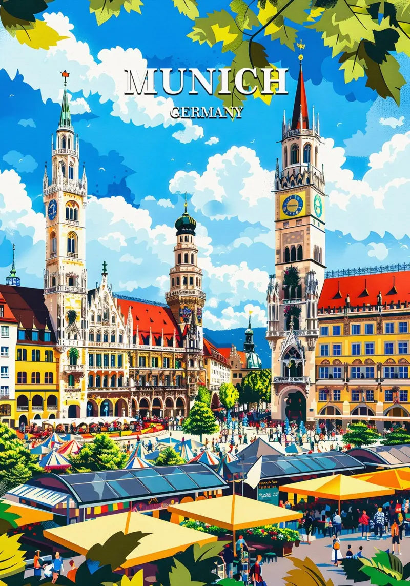 Munich Germany poster con telaio in alluminio da Travelstudio