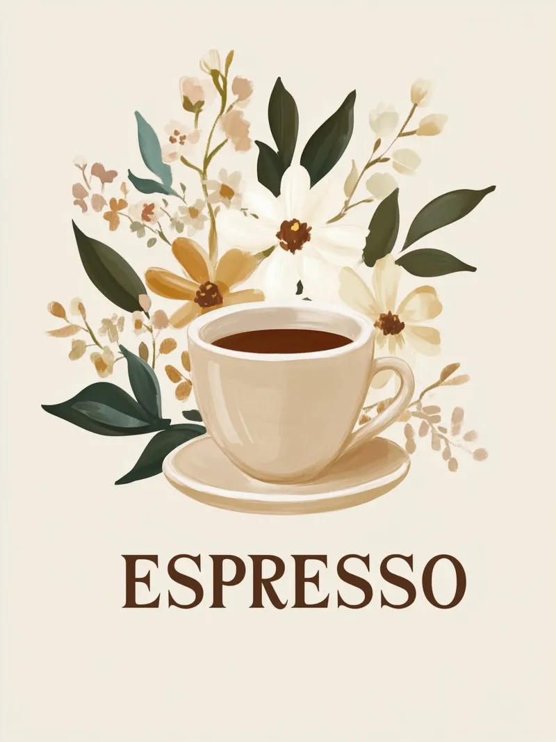 Espresso vintage con bouquet di fiori pellicola backlit da Carinaprint