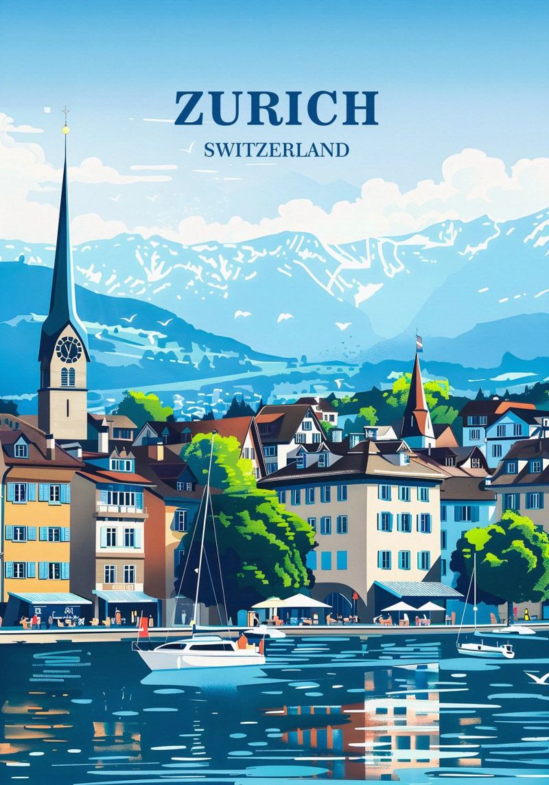 Zurich Switzerland Poster von Travelstudio