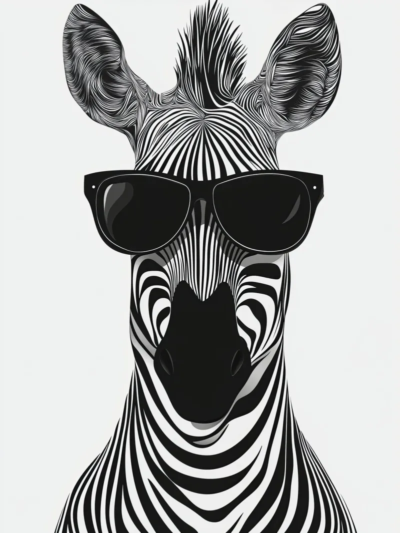 La zebra moderna indossa occhiali da sole | Pop Art carta hahnemühle da Autofocus