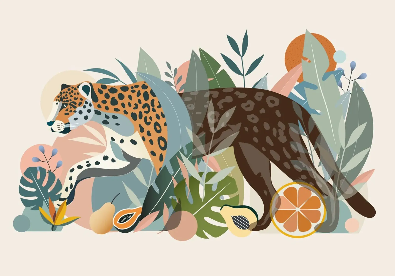 Jaguar in de tropische jungle - half schaduw ontwerp canvas met Baklijst van namosh