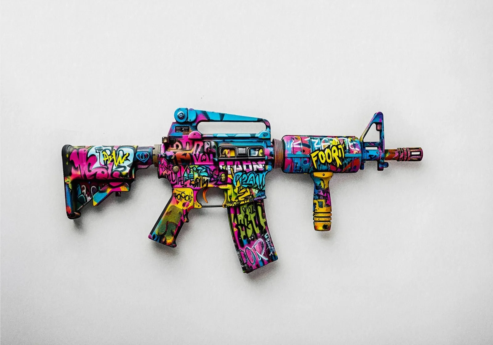 Pop art PUBG M416 Graffiti pellicola backlit da FreeArtStudio