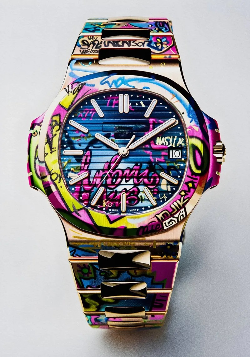 Pop art Patek Philippe Graffiti poster con telaio in alluminio da FreeArtStudio