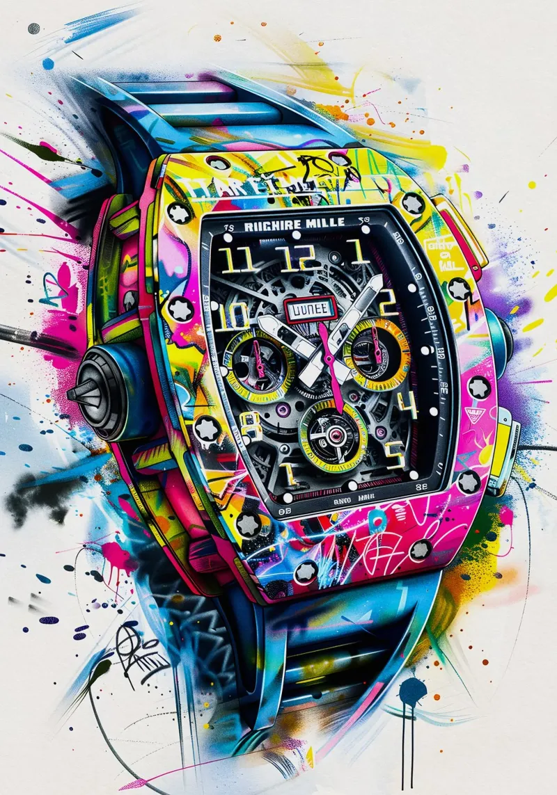 Pop art Richard Mille canvas met Baklijst van FreeArtStudio