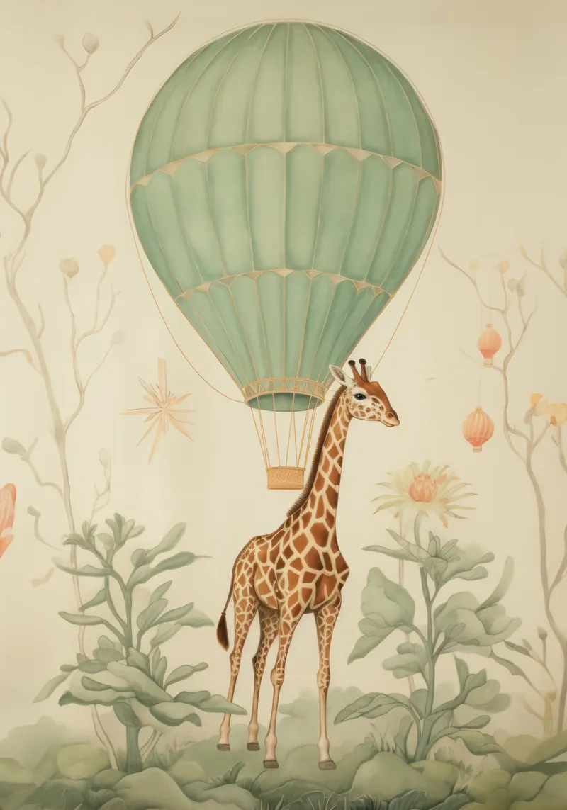 Giraffa con mongolfiera pellicola backlit da IamHomeStudio