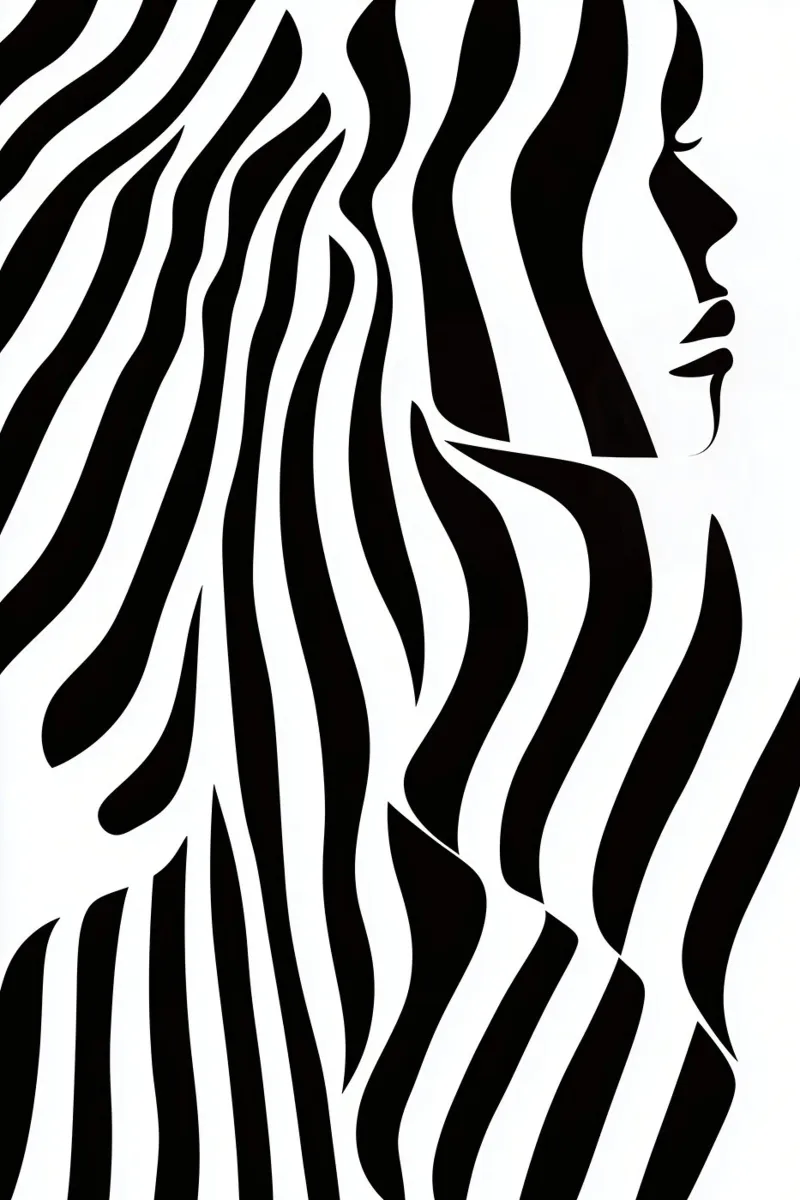 Abstract portrait of a woman with zebra stripes canvas by Autofocus
