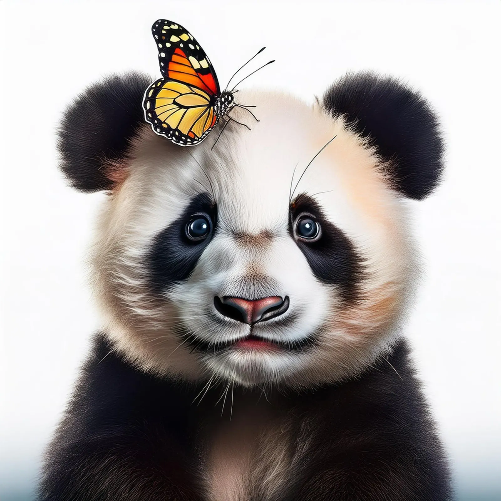 Adorable Panda with Butterfly – Whimsical Wall Art Print canvas with Floater frame by FlexiDesignsByK
