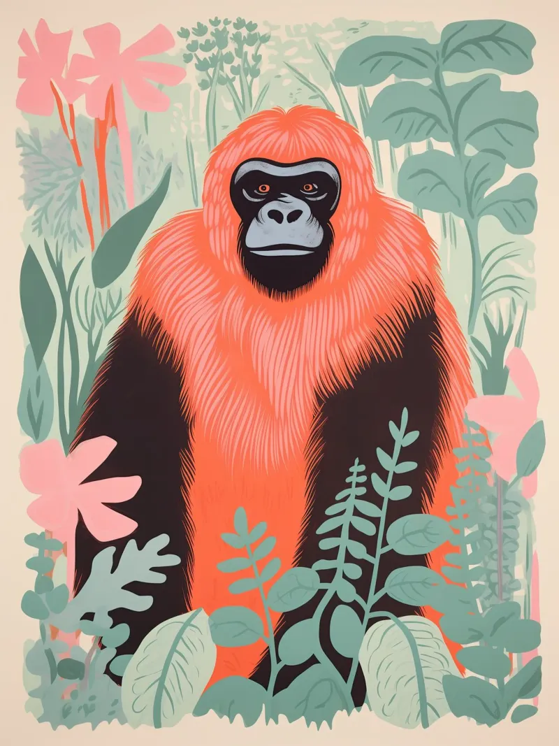 Pink Pastel Gorilla | Rousseau incontra la modernità digitale poster da Autofocus