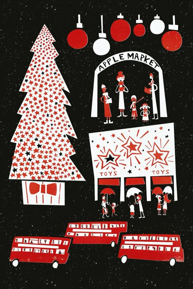 Christmas In London poster con telaio in alluminio da Fox & Velvet