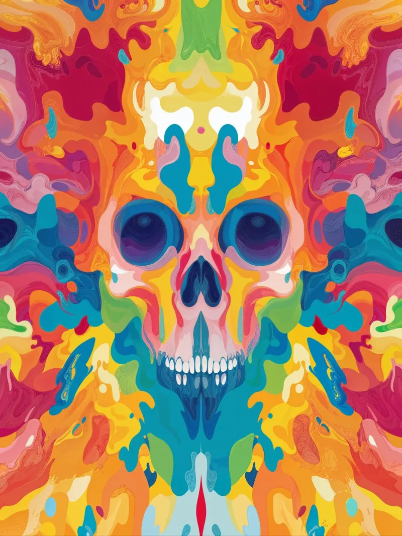Colorful Psychedelic Skull Pattern carta hahnemühle da Autofocus