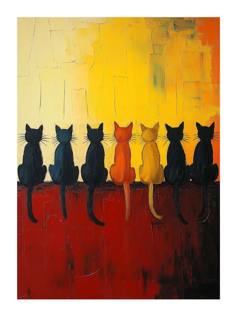 Silhouette von Katzen Poster von DWA