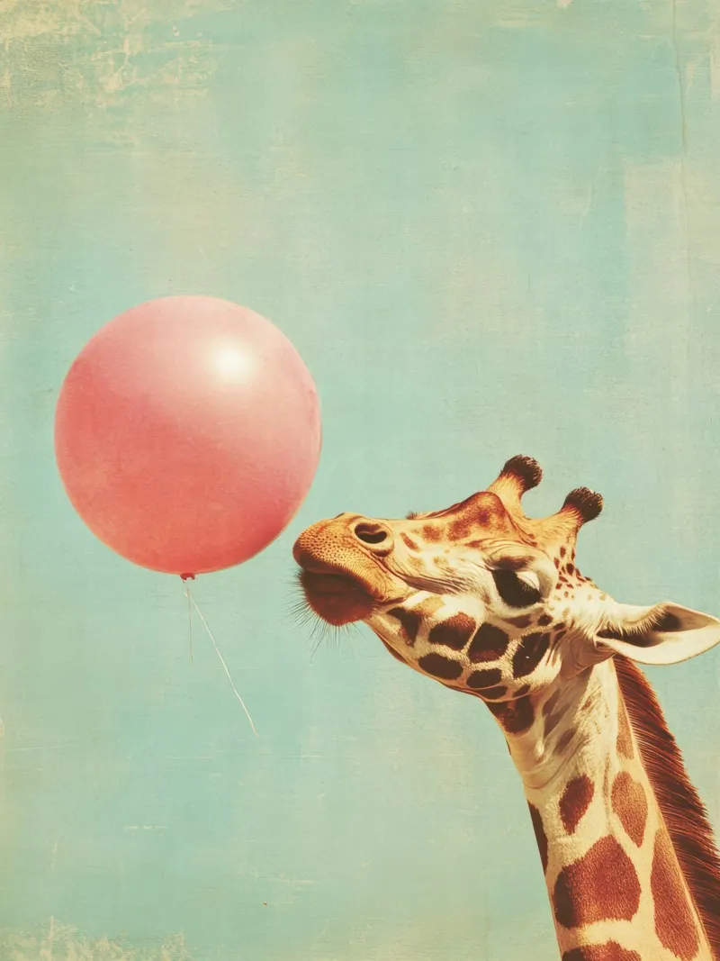 Giraffa con palloncino pellicola backlit da Imagine
