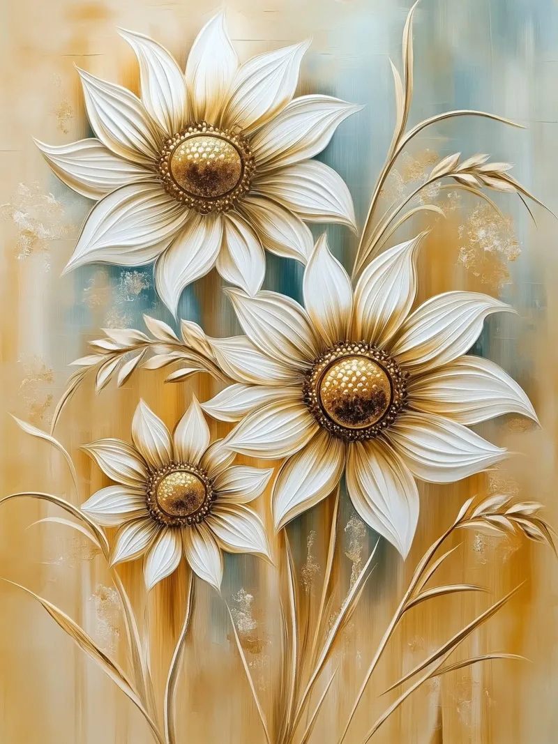 Girasoli oro poster con telaio in alluminio da Imagine