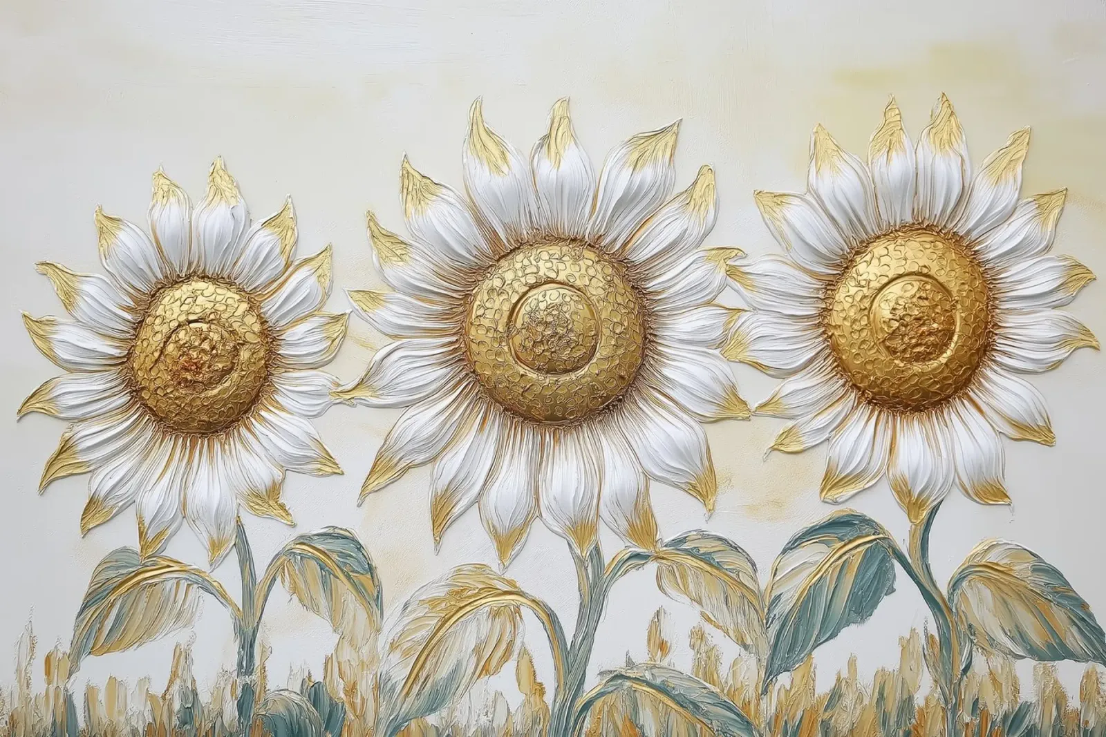 Zonnebloemen, abstract canvas met Baklijst van Imagine