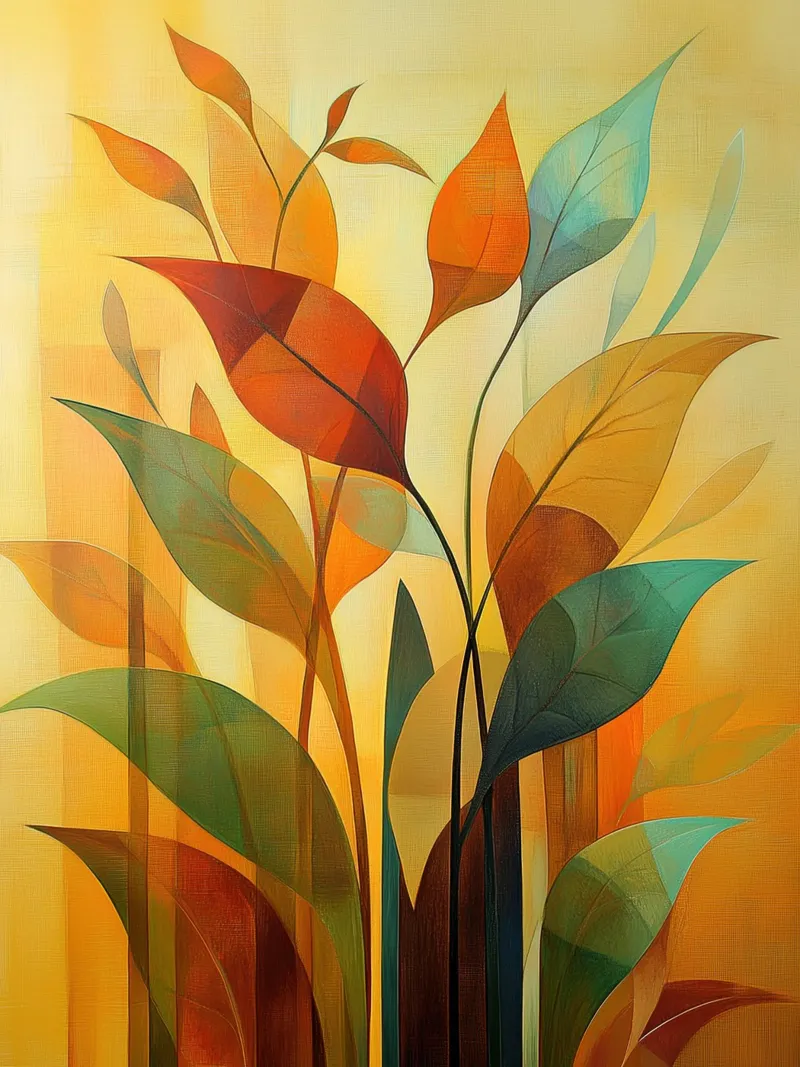 Abstract leaf in autumn colours canvas by Imagine