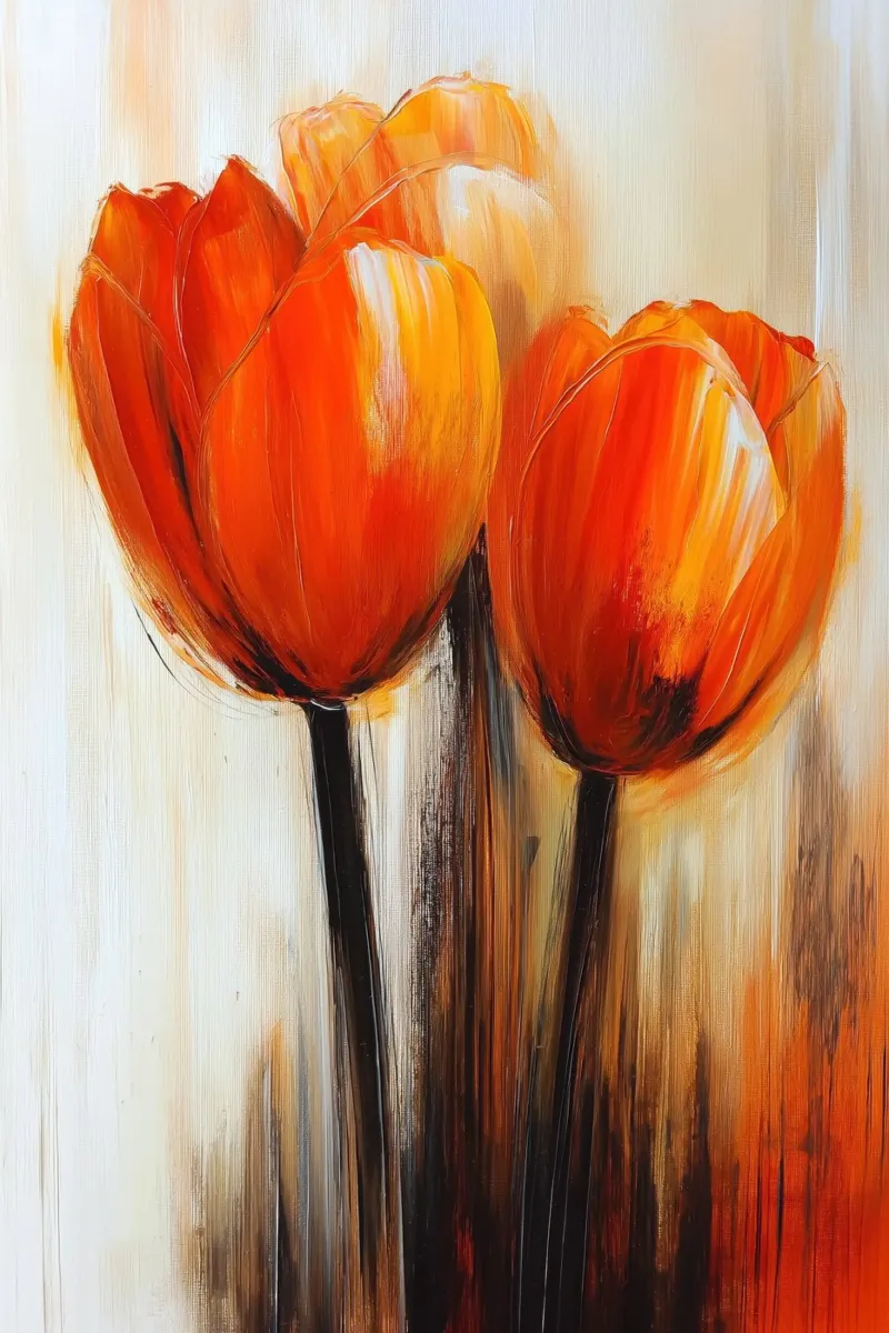 Tulipani astratti poster con telaio in alluminio da Imagine