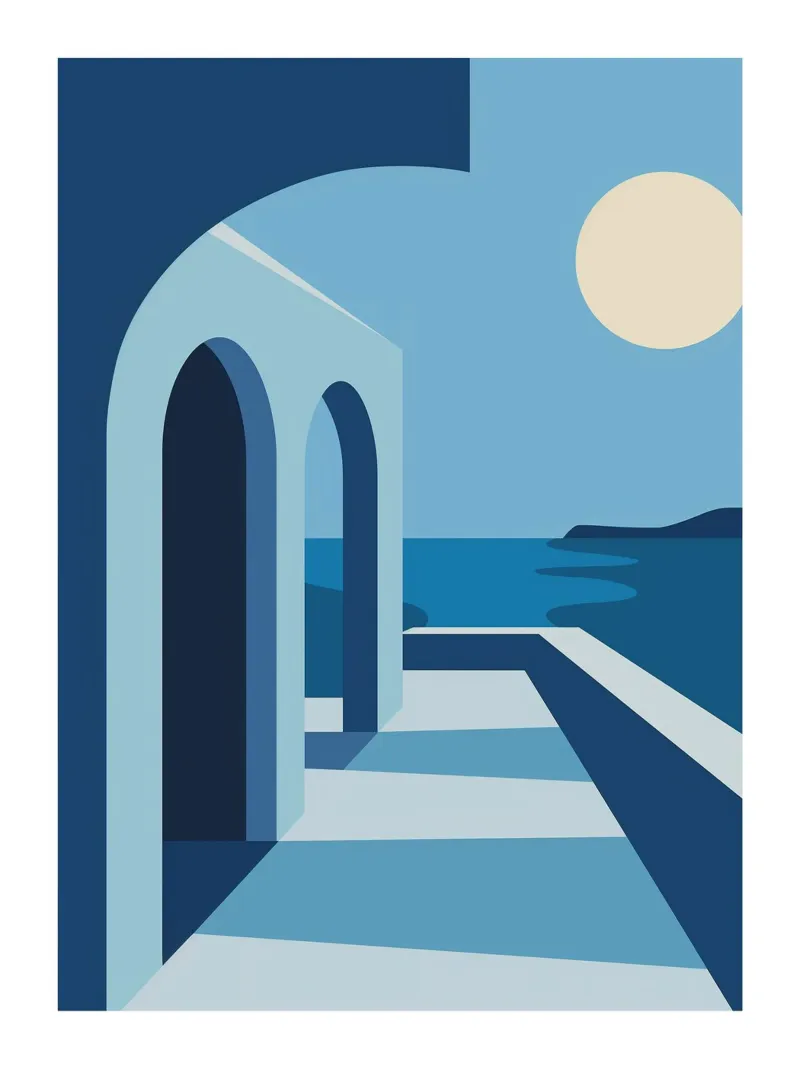 Mediterranean Architecture canvas with Floater frame by DWA
