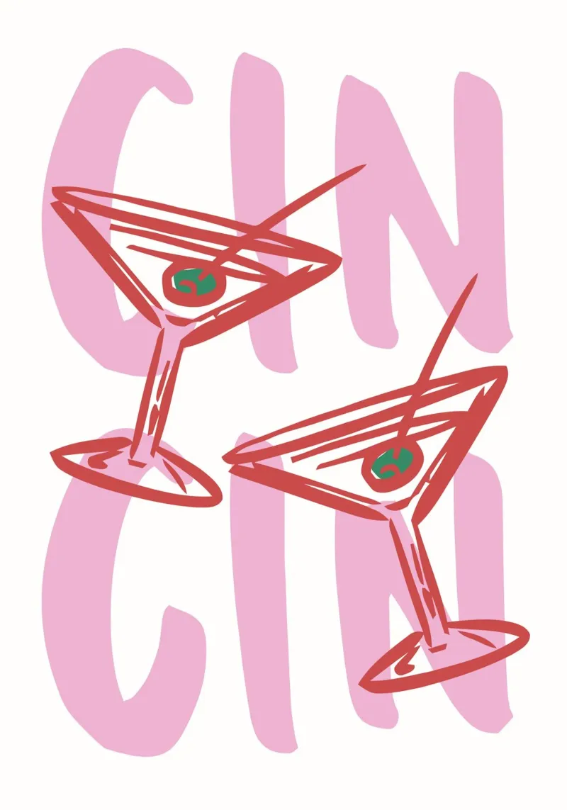 Trendy Cin Cin Print, Bar Cart Art Print, Retro Drinks canvas by pdigitalprints