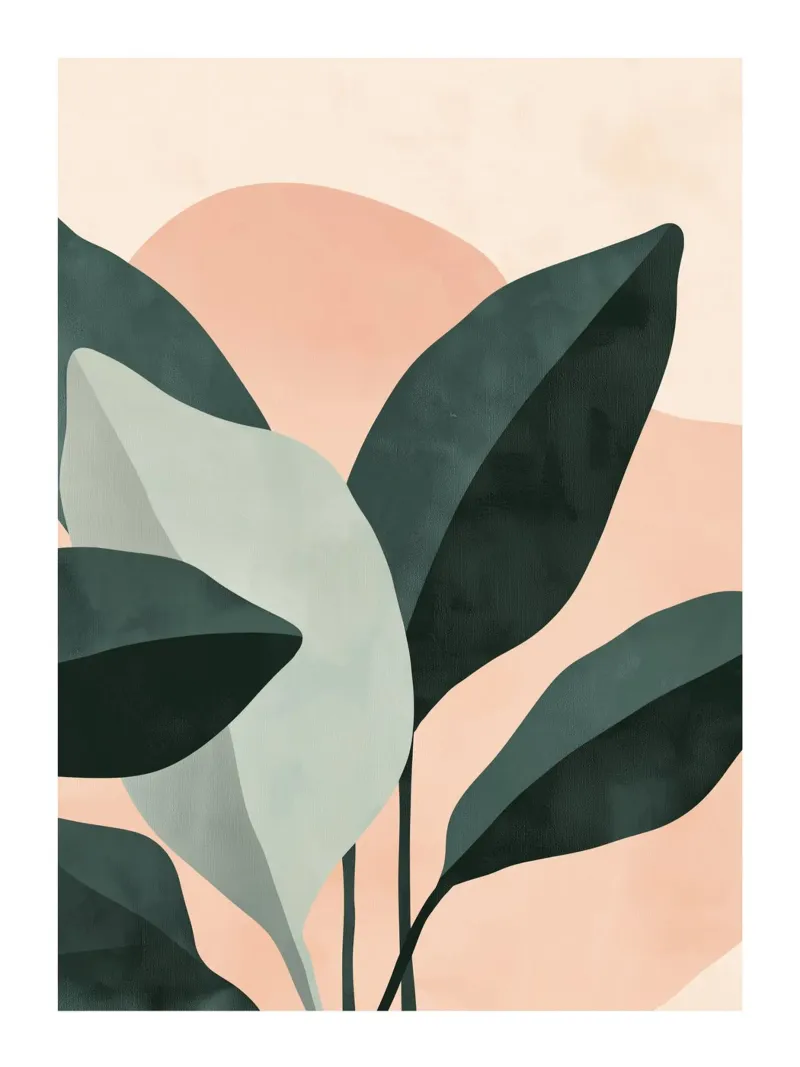 Abstracte kunst van groene bladeren canvas met Baklijst van DWA