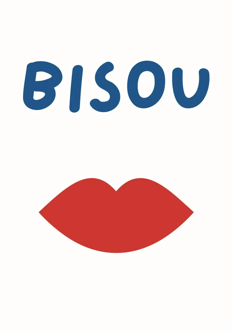 Stampa Bisous, Citazione francese, Femminile pellicola backlit da pdigitalprints