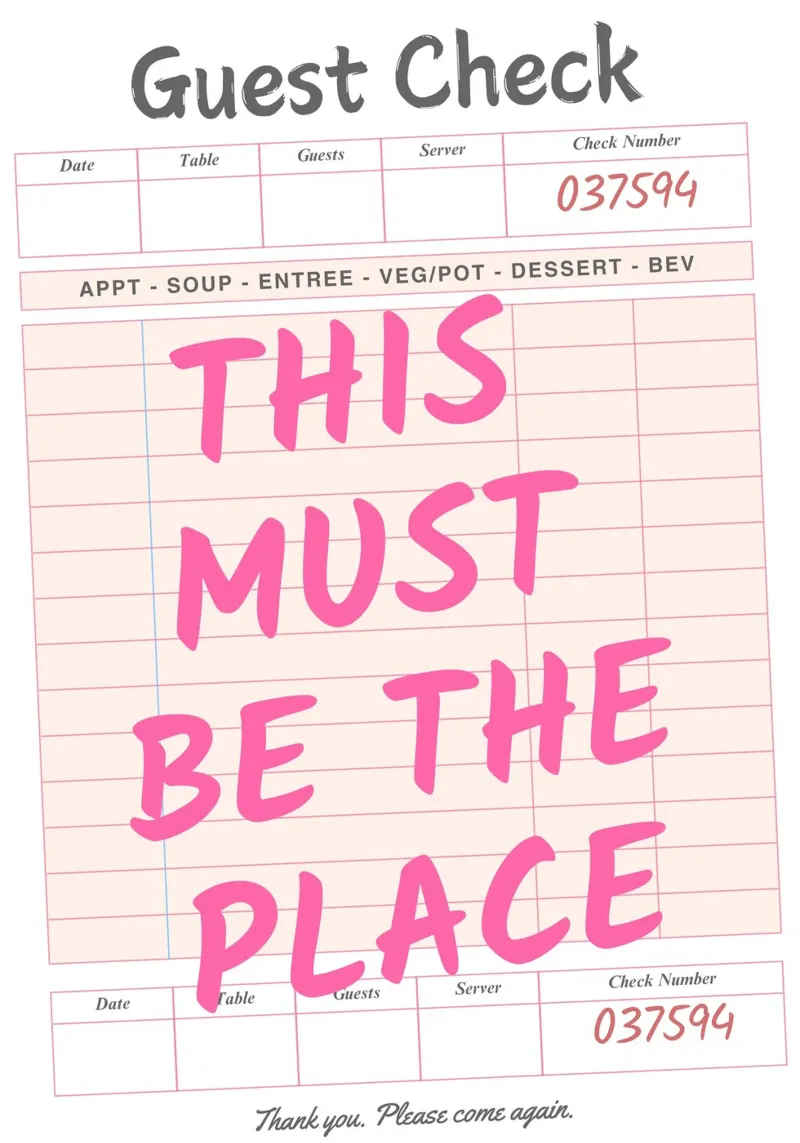 This Must Be The Place Guest Check Print, canvas by pdigitalprints