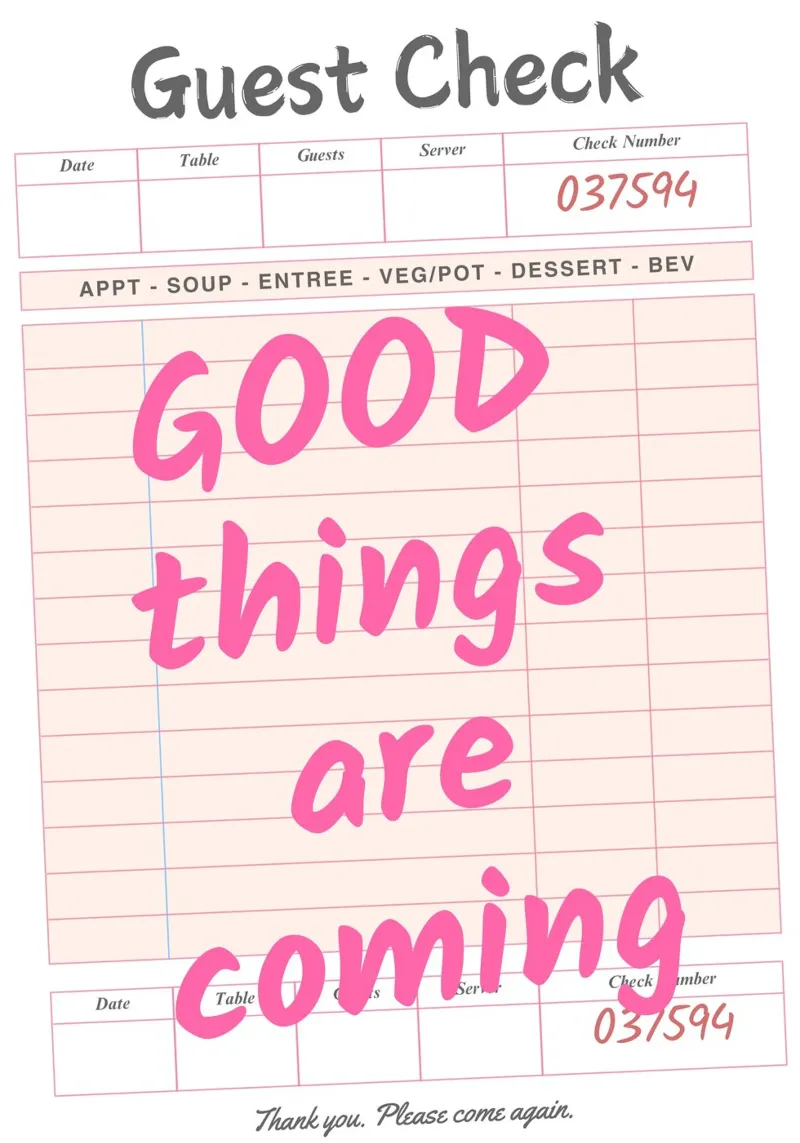 Guest Check Print, Trendy Art, Good Things Are Coming canvas by pdigitalprints