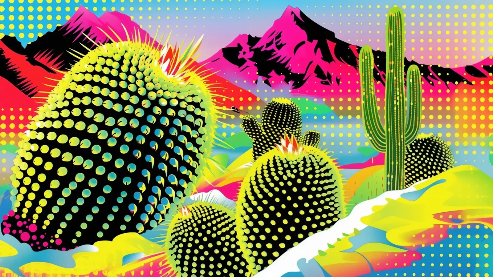 Neon Pop Art Desert - Lichtenstein incontra la psichedelia | 16:9 poster da Autofocus