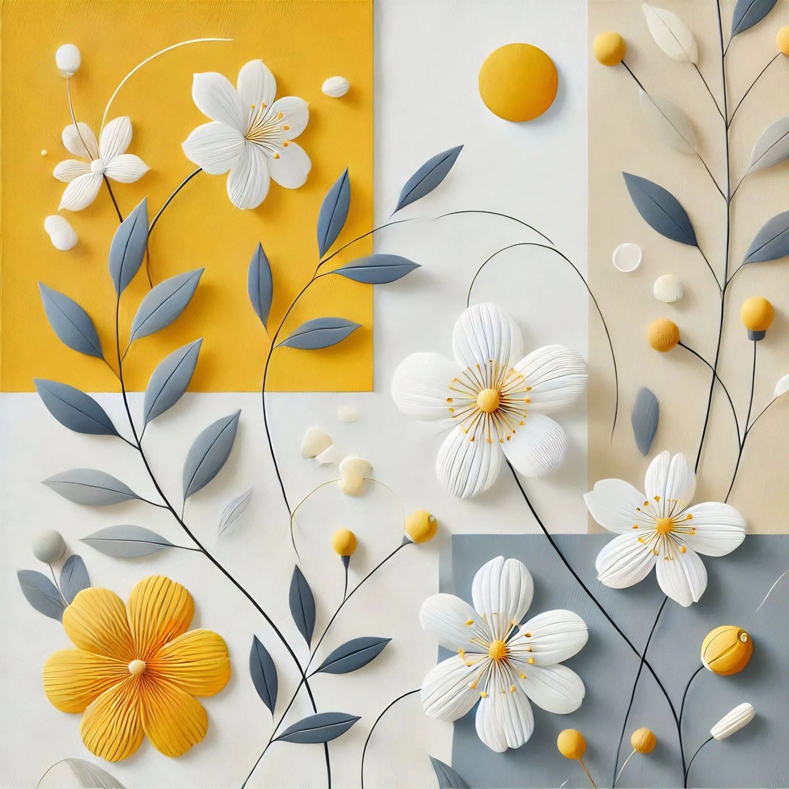 Flores amarillas poster de abstrakt