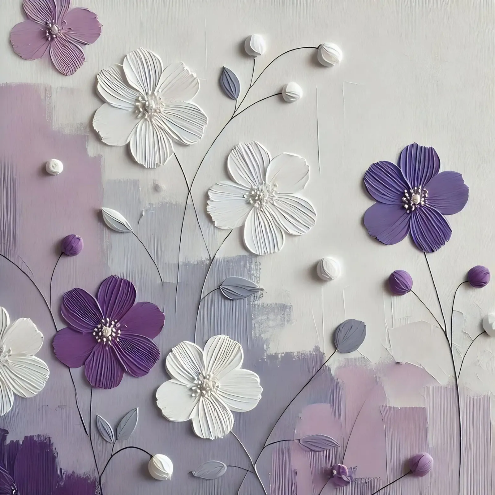 Fiori viola poster con telaio in alluminio da abstrakt