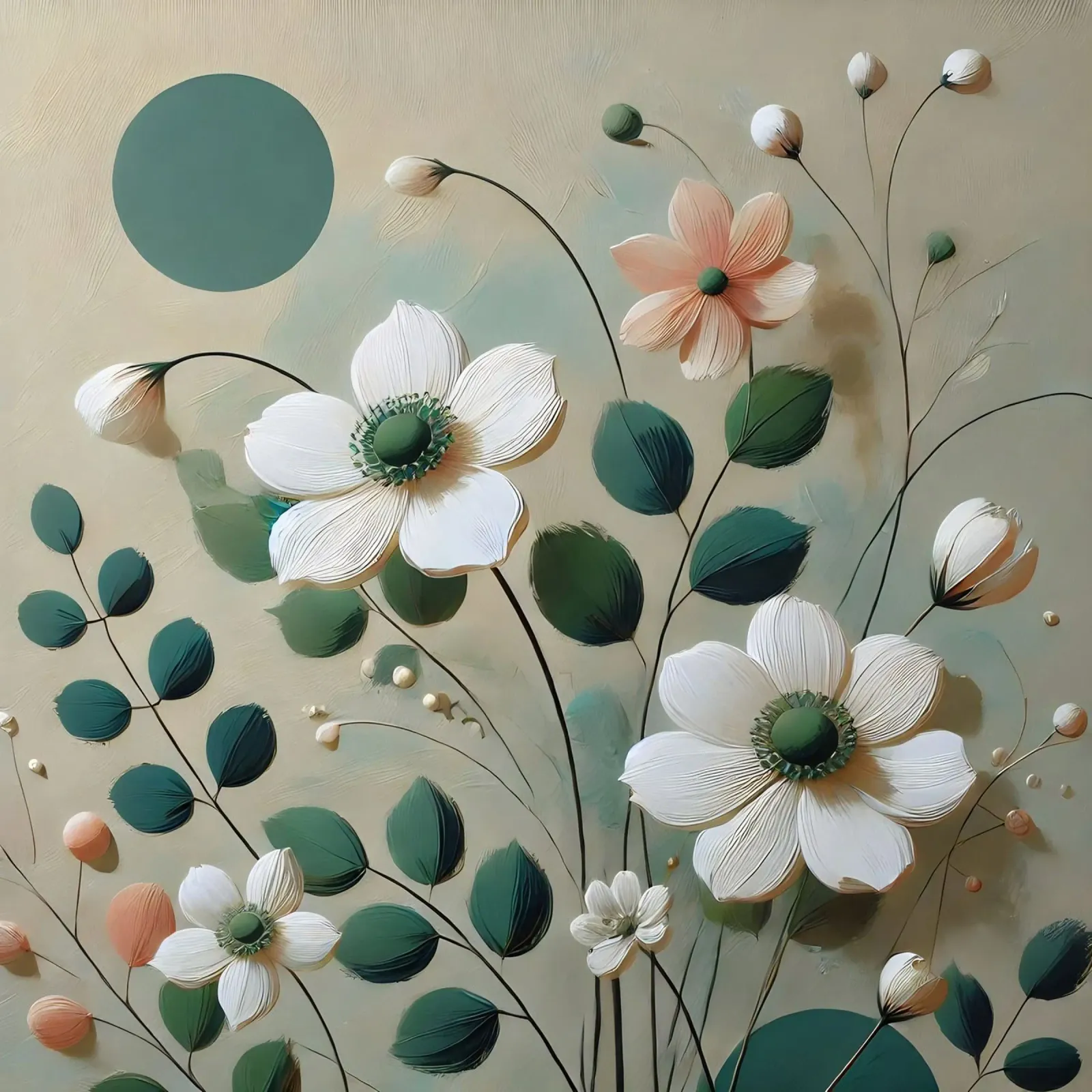 Fiori verdi tela da abstrakt