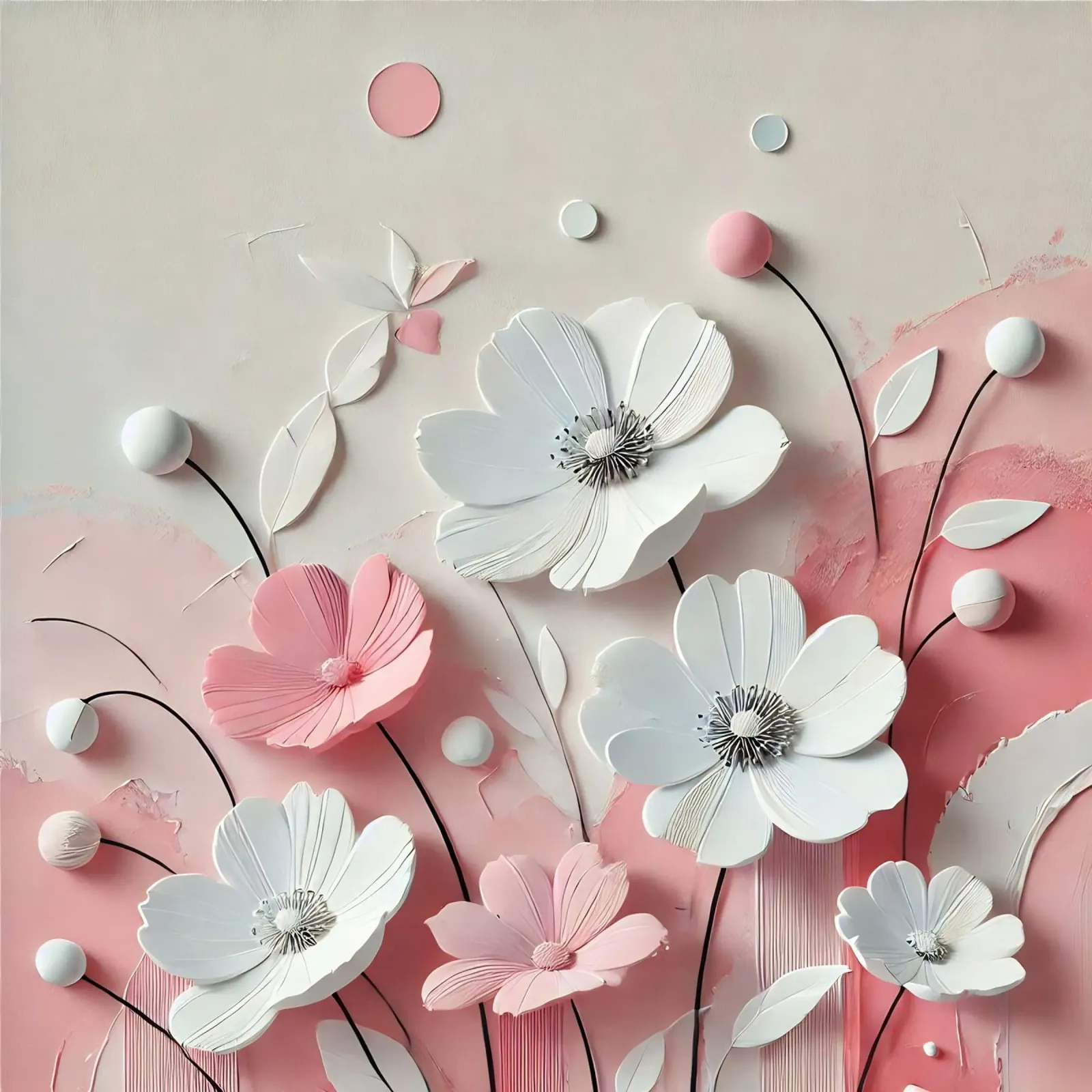 Pink flowers poster with plastic frame by abstrakt