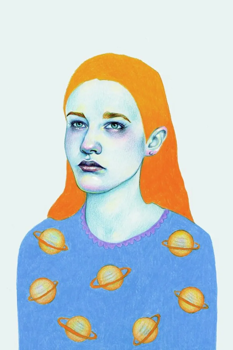 Saturngirl canvas by Natalie Foss