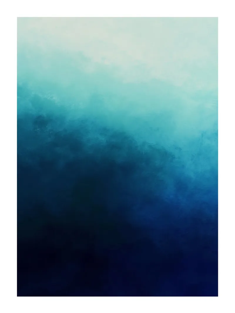 Illustrazione astratta a gradiente blu poster con telaio in legno da DWA