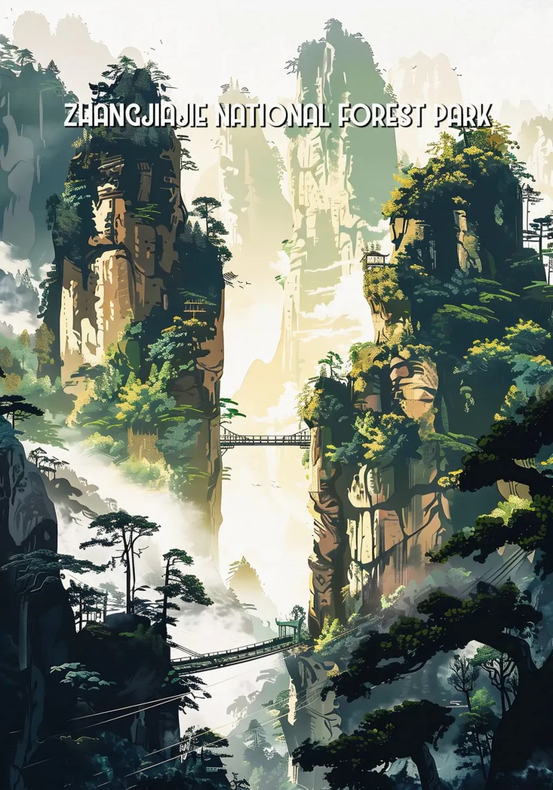 Zhangjiajie National Forest Park poster con telaio in plastica da Travelstudio