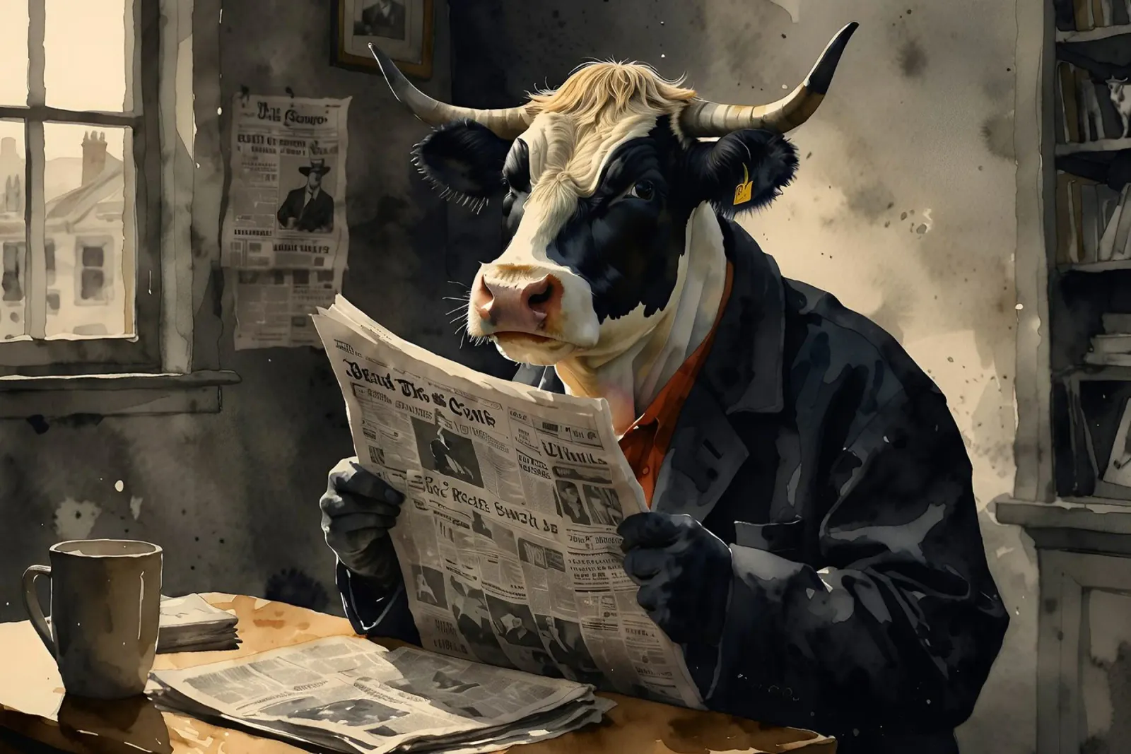 Kuh liest Zeitung Poster von 🎁 ARTVI-SHOP