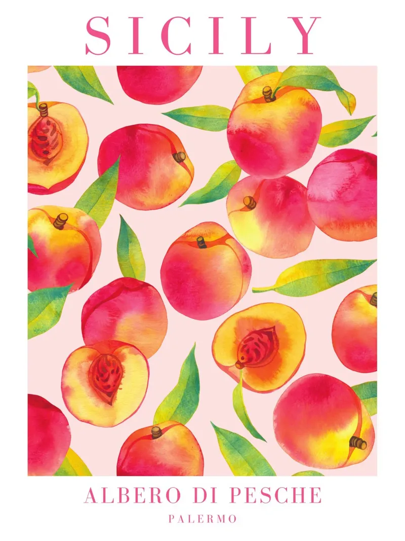 Sicily Watercolor Peach Print hahnemühle by Bella Studio