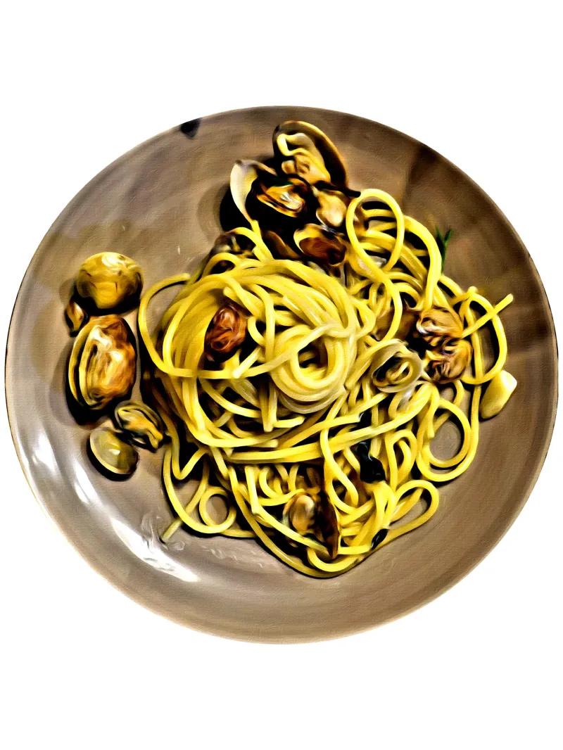 Vongole e spaghetti poster con telaio in plastica da Massimo Frascogna