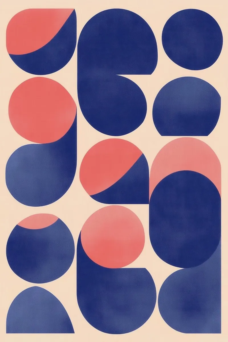 Arte geometrica con forme blu e rosa pellicola backlit da Melloi Art Print