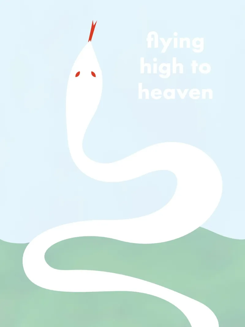 flying high to heaven - white snake poster con telaio in legno da natural neutral