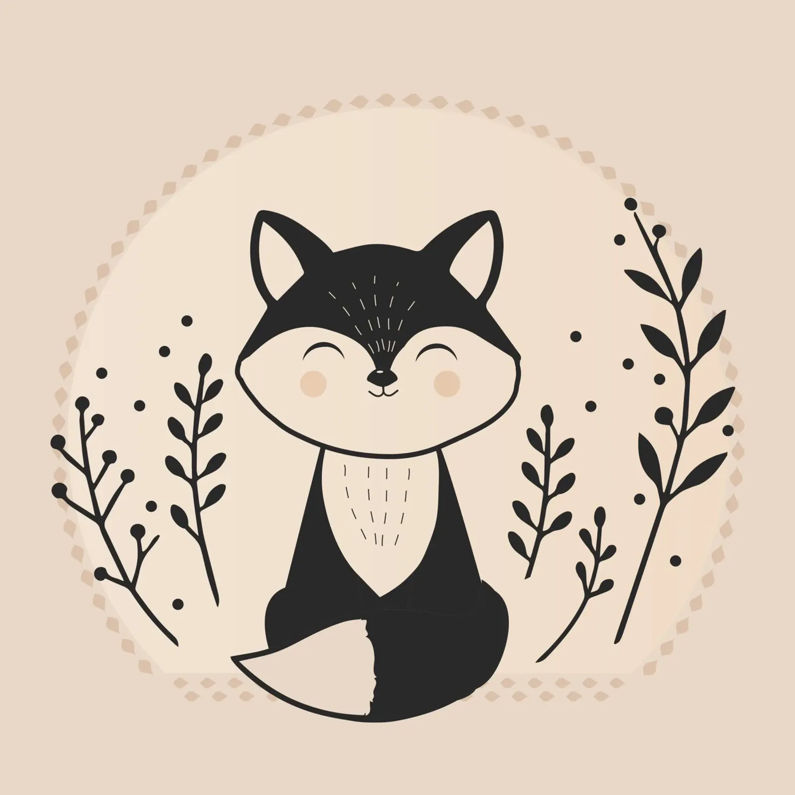 Renard souriant - Illustration minimaliste film rétro-éclairé de namosh