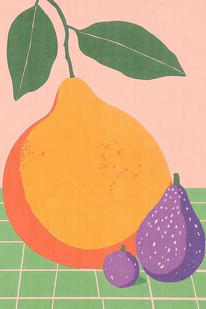 Illustrazione di frutta con pere e fichi plexiglass da Melloi Art Print