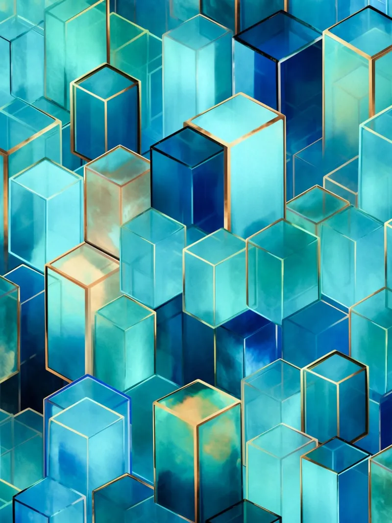 Blue architecture cubes canvas by Carinaprint