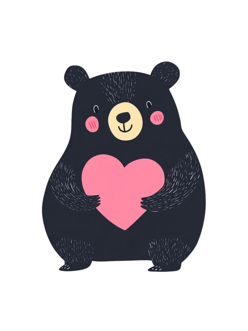 Un simpatico orso con il cuore poster con telaio in legno da HookASmile