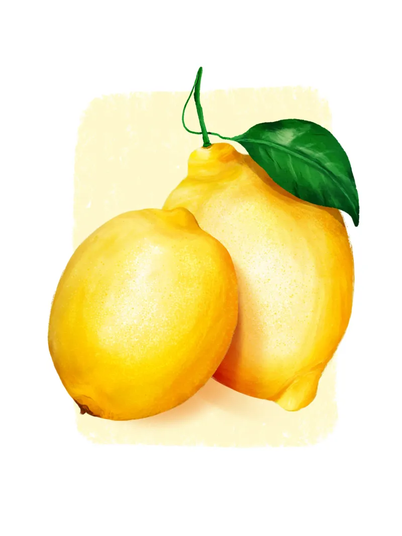 Lemons on a yellow background canvas by color&shape