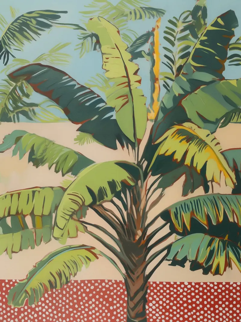 Foglie tropicali a pois poster con telaio in legno da Carinaprint