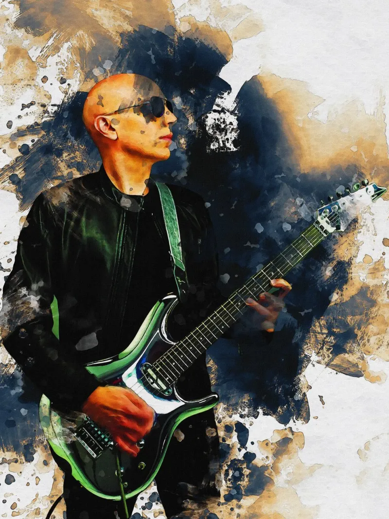 Mancha de retrato Joe Satriani metacrilato de Gunawan Rb