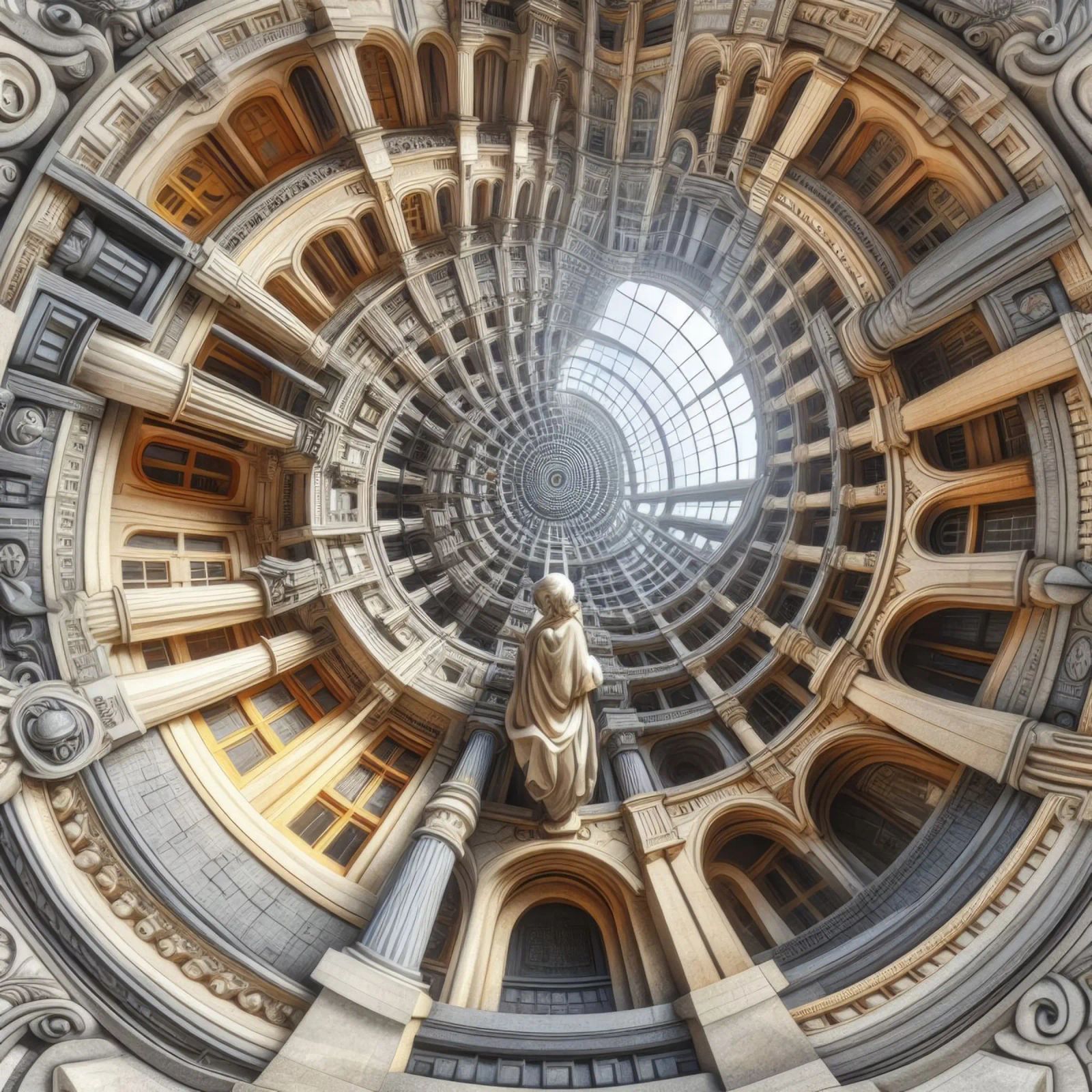 Sphere 061 - Surreal Circular Architecture With Statue poster by Spheres